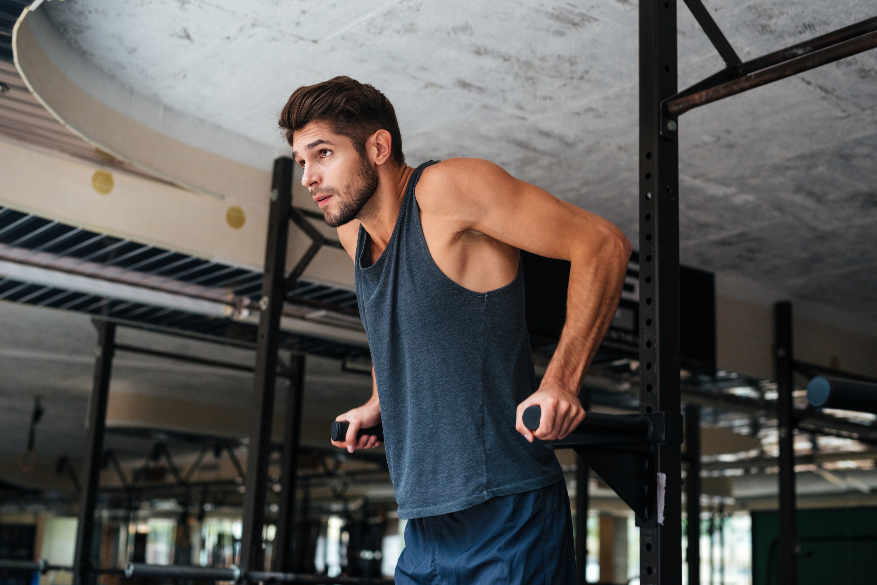 Athlete training in gym