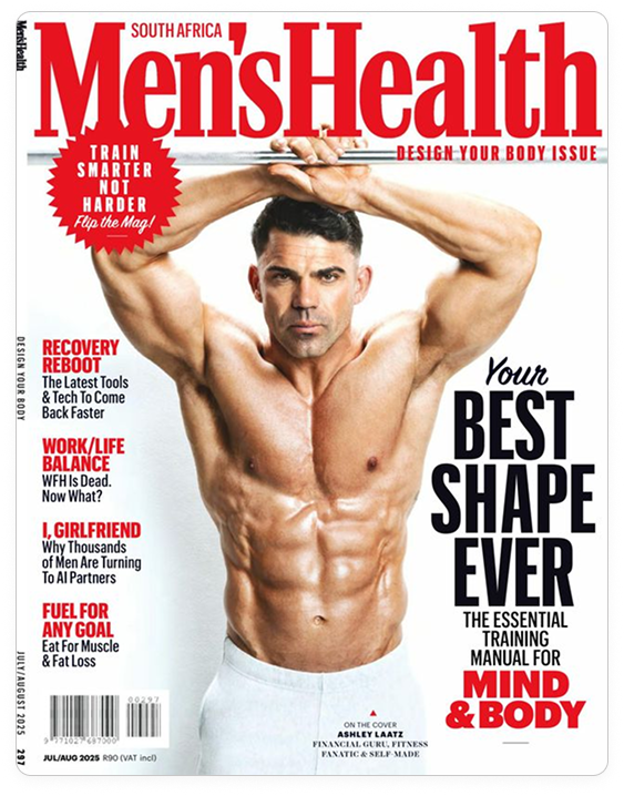 Men's Health South Africa magazine cover featuring Ashley Laatz